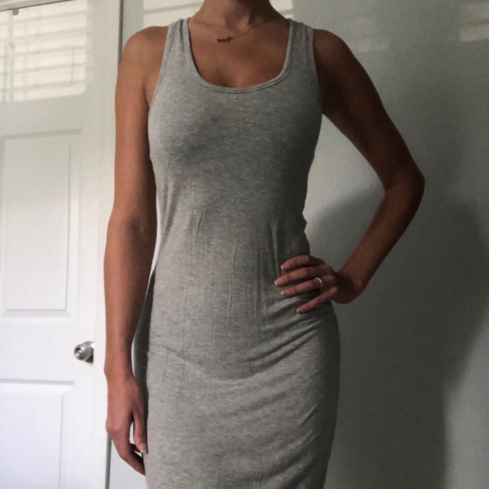 Grey Cotton Midi Dress